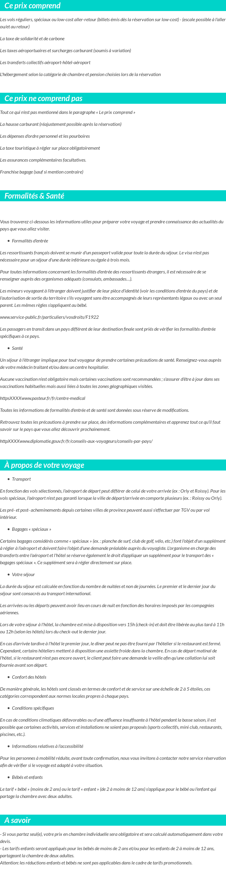 Conditions tarifaires