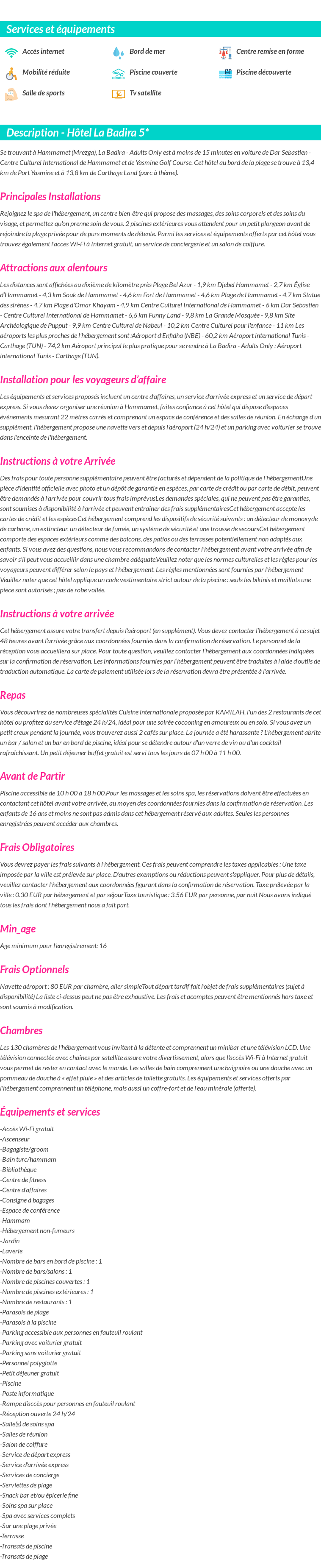 Détails du séjour