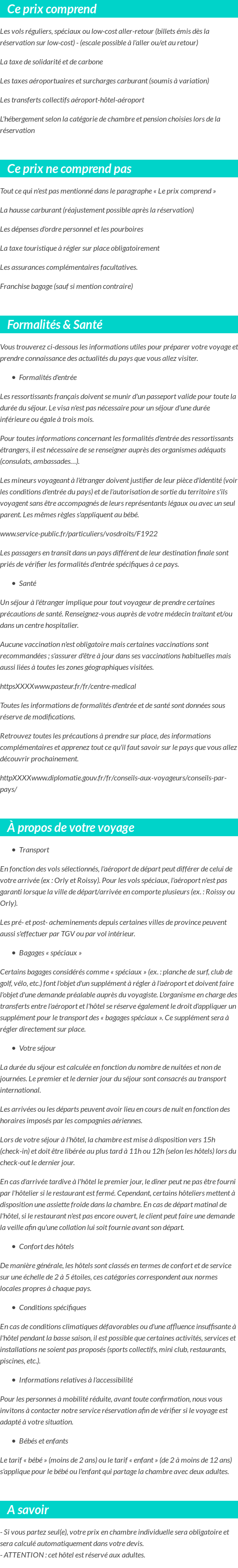 Conditions tarifaires