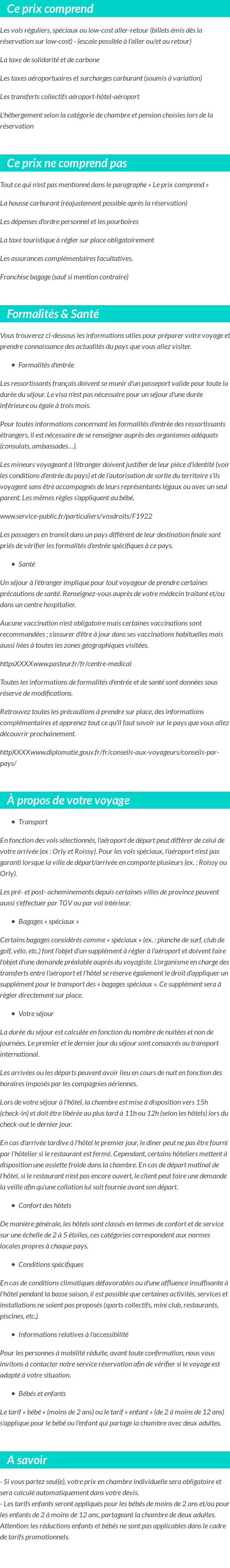 Conditions tarifaires