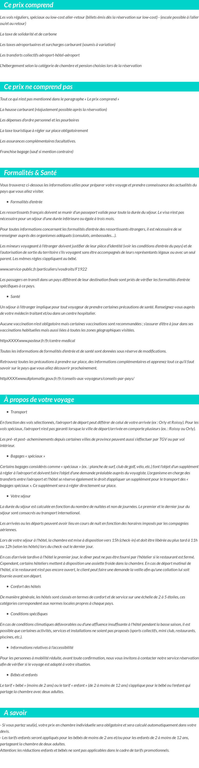 Conditions tarifaires
