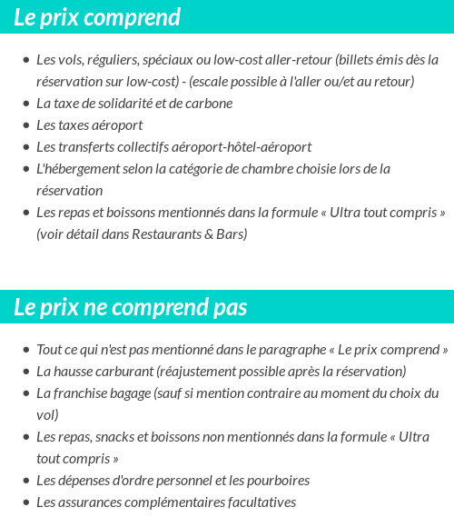 Conditions tarifaires