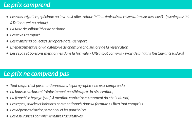 Conditions tarifaires