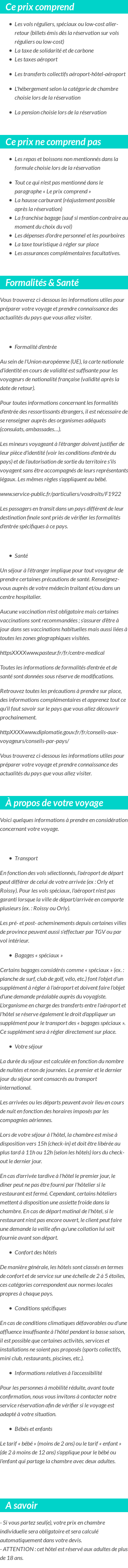 Conditions tarifaires