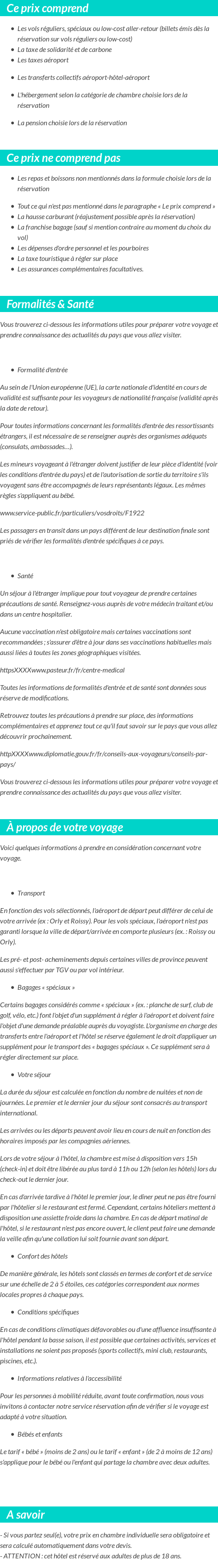 Conditions tarifaires