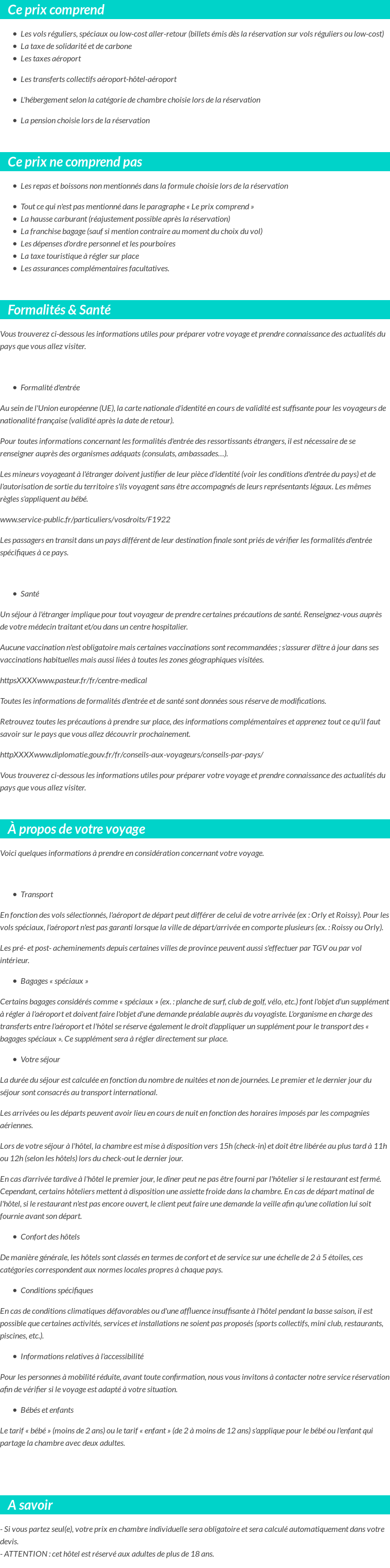 Conditions tarifaires