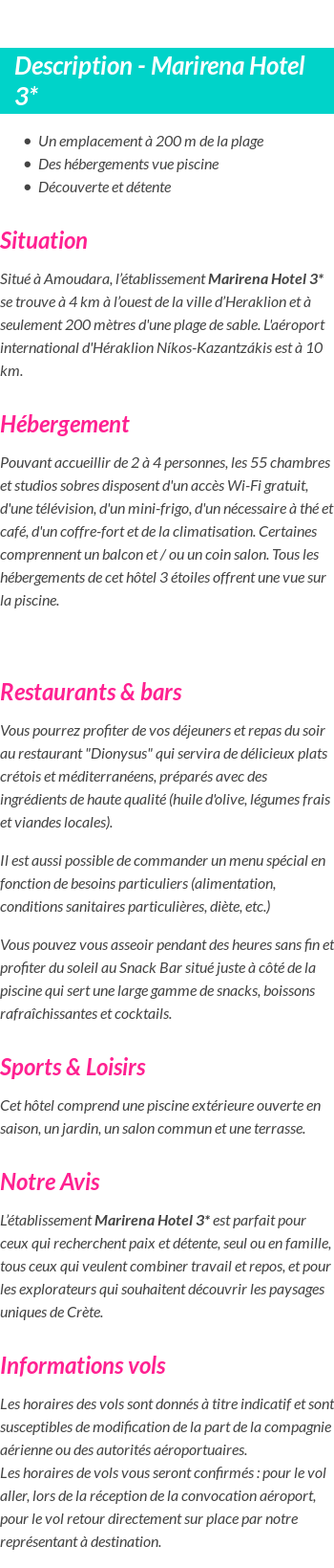 Détails du séjour
