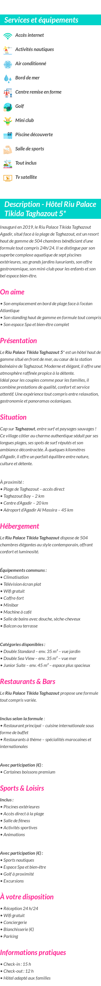 Détails du séjour
