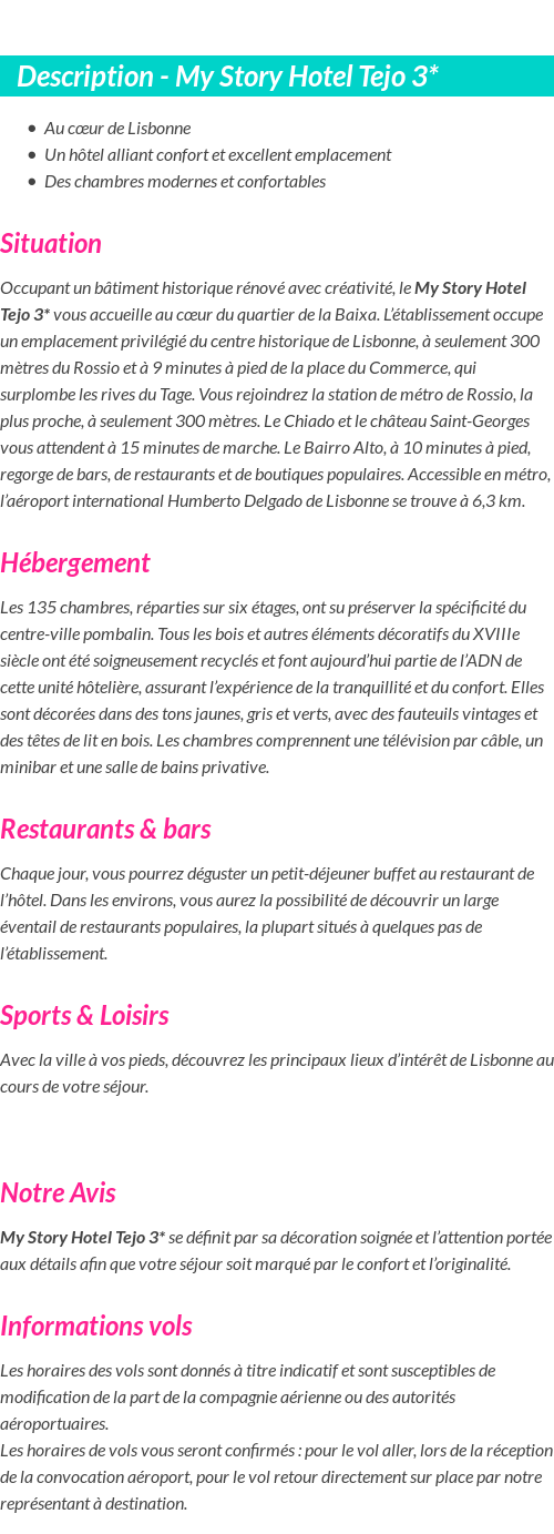 Détails du séjour