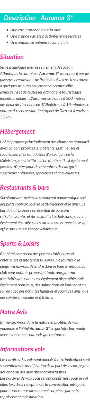 Détails du séjour
