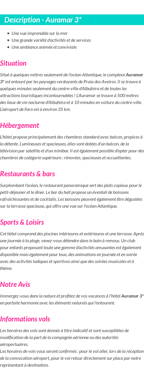Détails du séjour