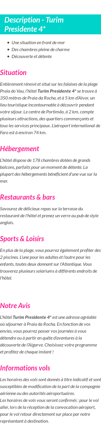 Détails du séjour