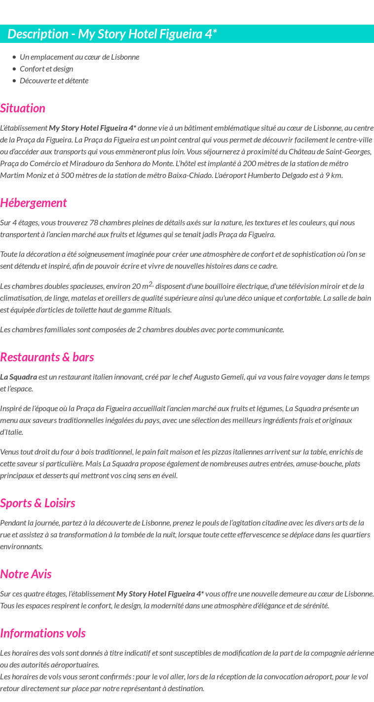 Détails du séjour