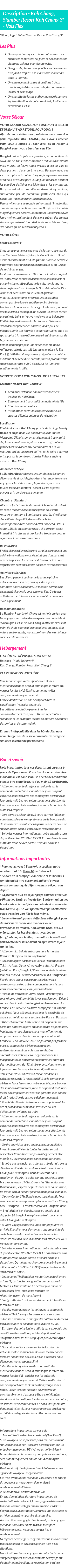 Détails du séjour