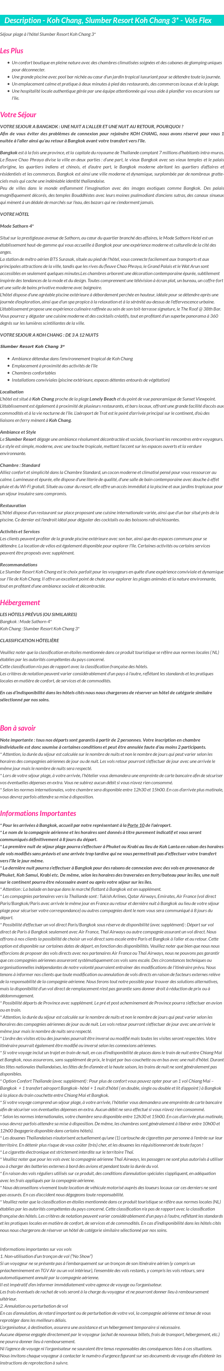 Détails du séjour