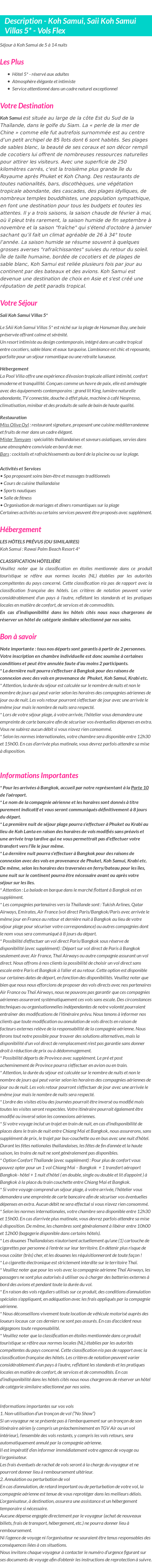 Détails du séjour