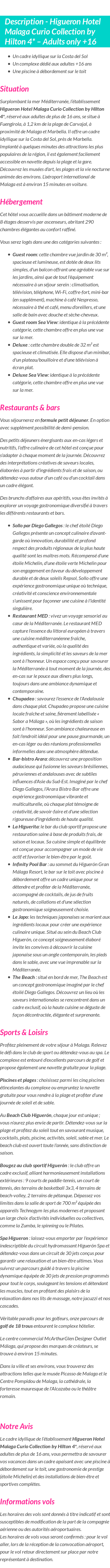 Détails du séjour