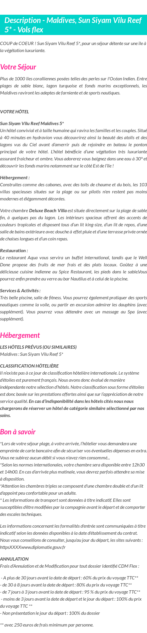 Détails du séjour
