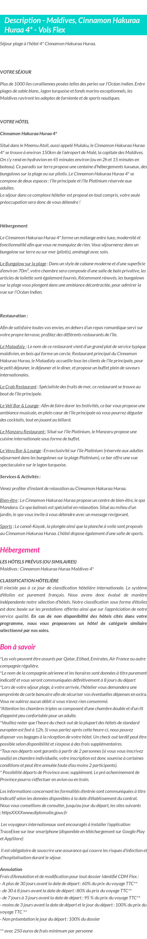 Détails du séjour