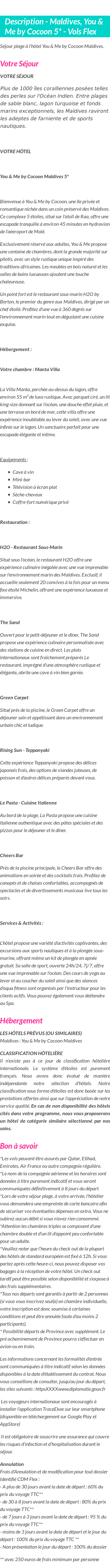 Détails du séjour
