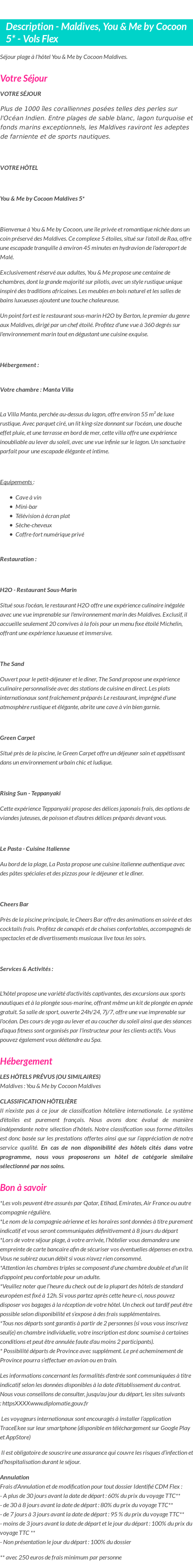Détails du séjour