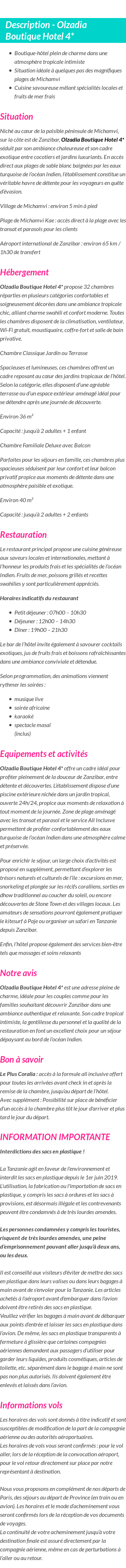 Détails du séjour