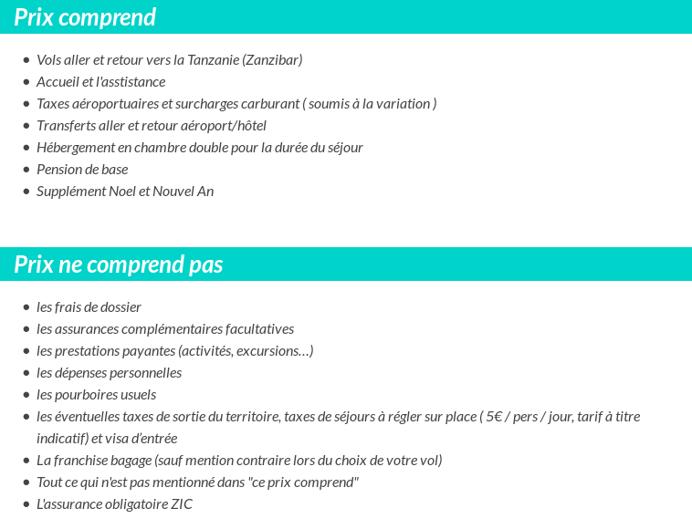 Conditions tarifaires