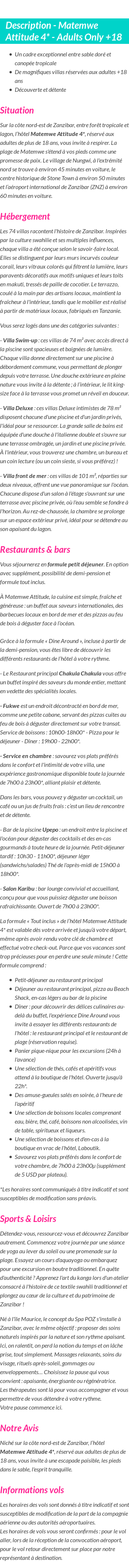 Détails du séjour