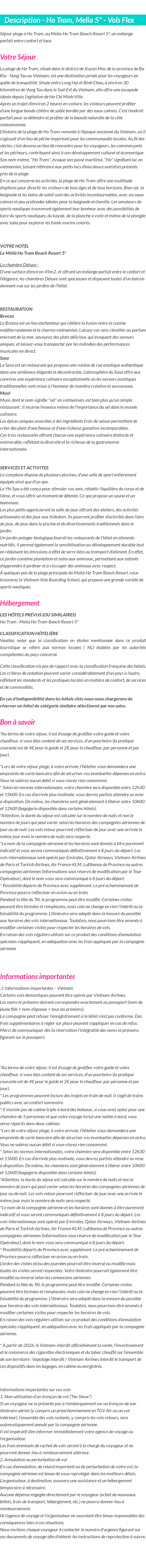 Détails du séjour