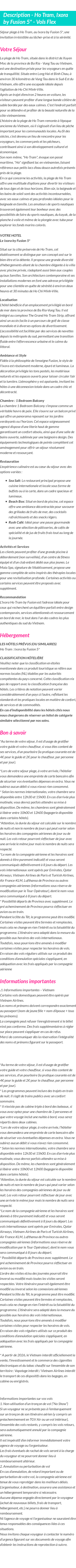 Détails du séjour