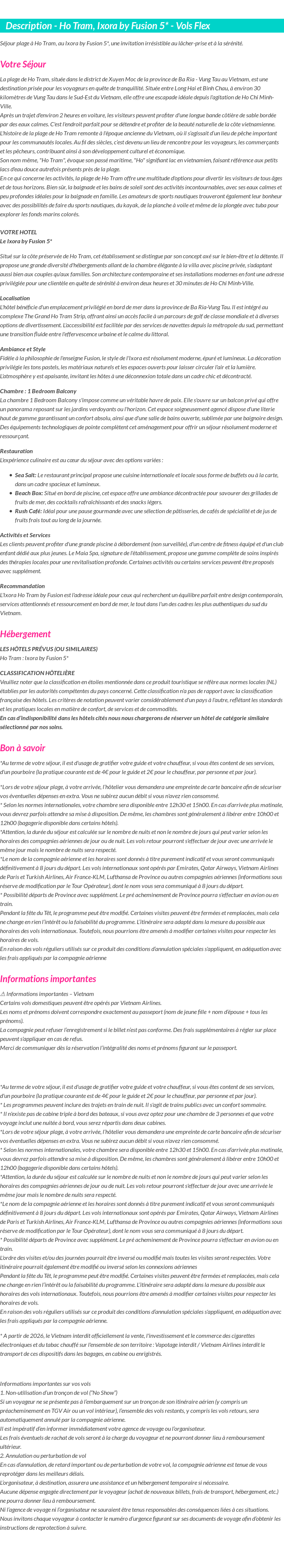 Détails du séjour