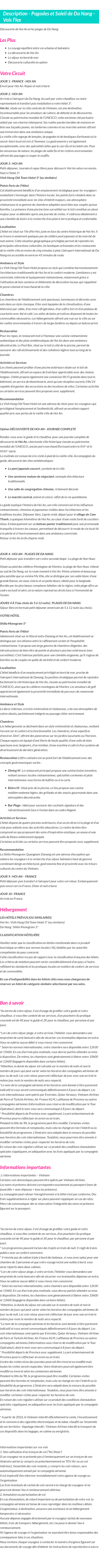 Détails du séjour