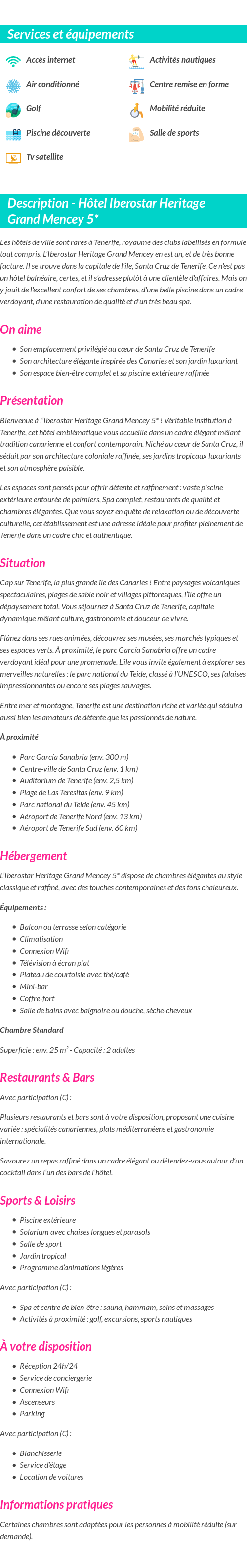 Détails du séjour