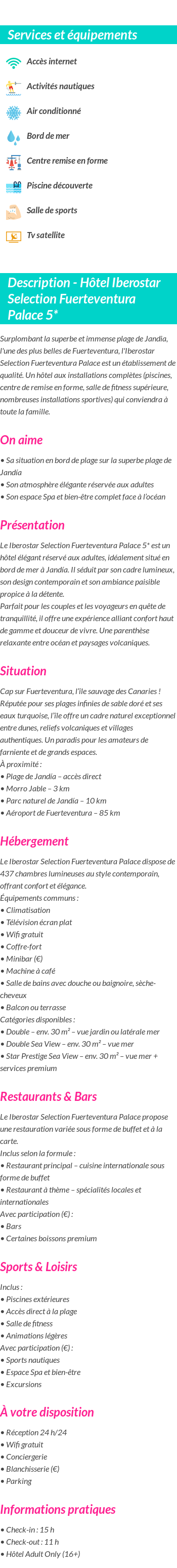 Détails du séjour