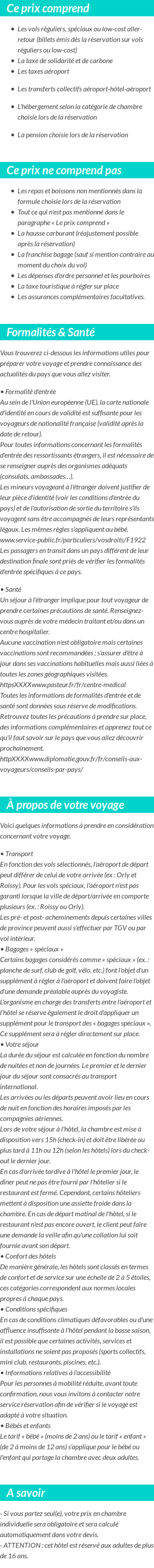 Conditions tarifaires