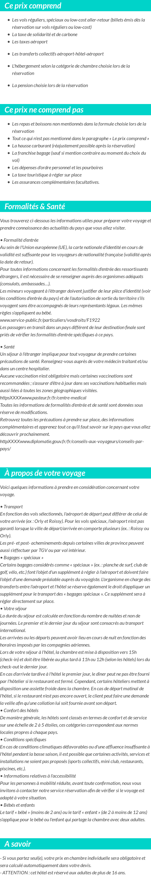 Conditions tarifaires