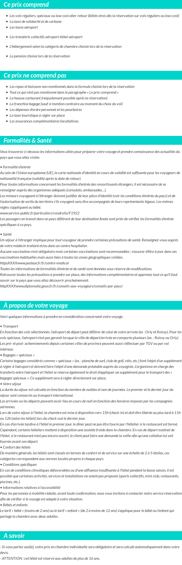 Conditions tarifaires
