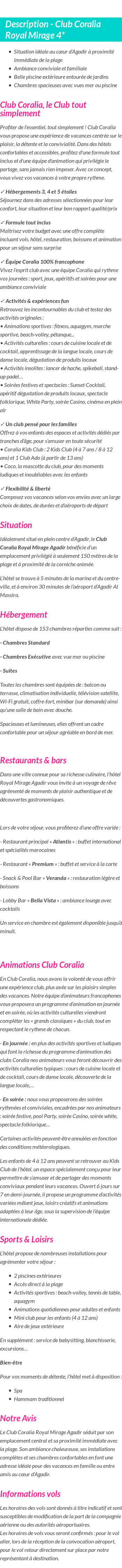 Détails du séjour