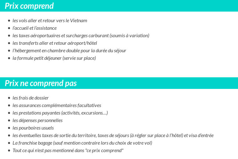 Conditions tarifaires
