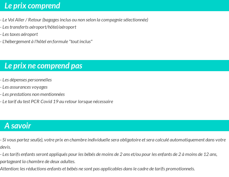 Conditions tarifaires