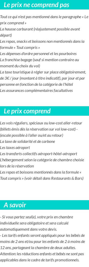 Conditions tarifaires