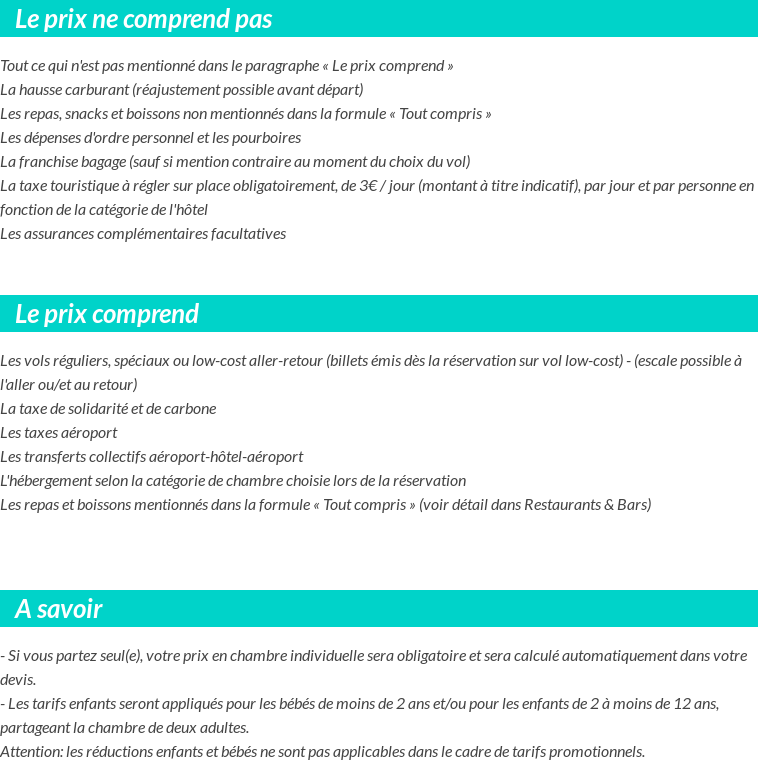 Conditions tarifaires