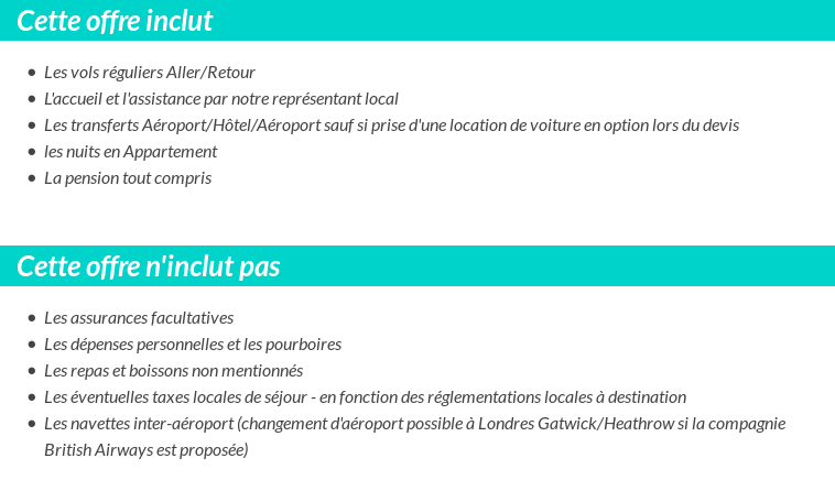 Conditions tarifaires