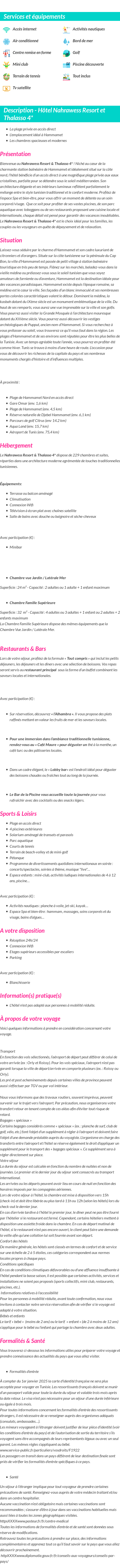 Détails du séjour