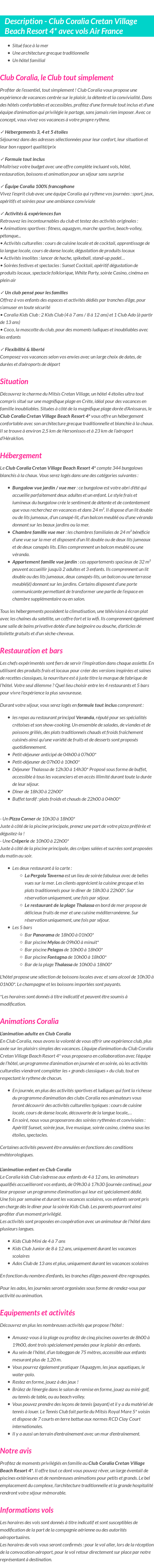 Détails du séjour