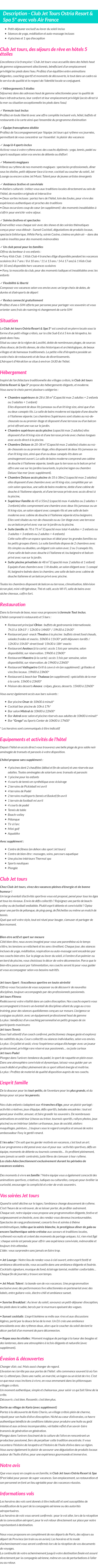 Détails du séjour