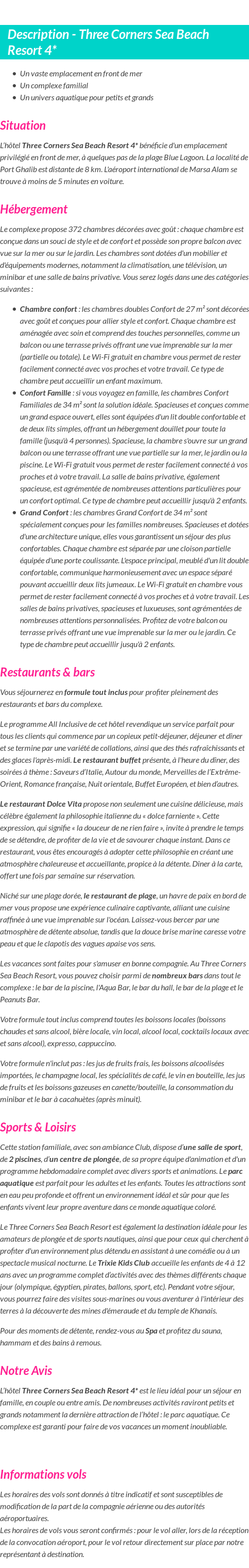 Détails du séjour