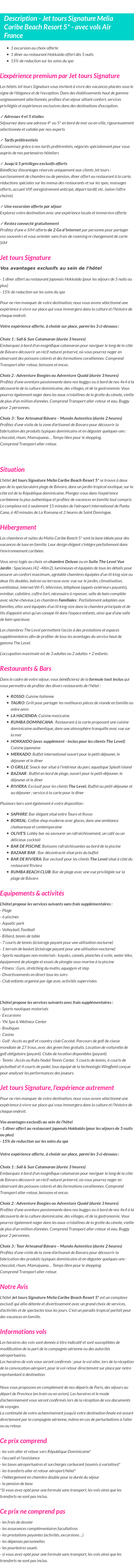 Détails du séjour