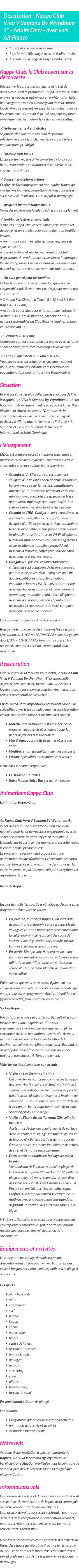 Détails du séjour