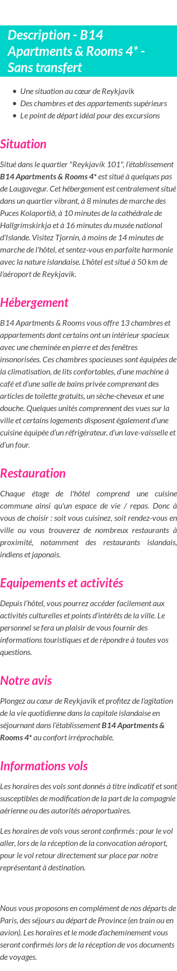 Détails du séjour